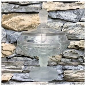 #35 Vintage Cameo Three Graces Fate Sisters Deco Glass Compote Candy Bowl Dish